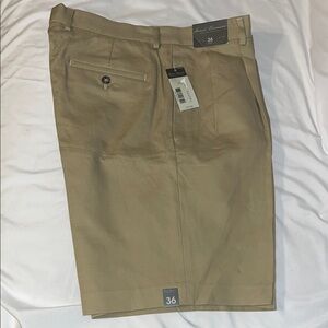 Tan Flat Front Shorts with Belt Loops